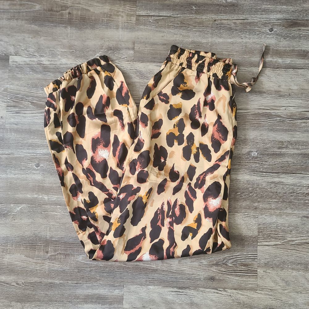 SHEIN Leopard Print Elastic Hem Drawstring Pants Size XS - Picture 9 of 15